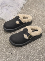 Women’s Fleece Lined Slip-On Clogs – Warm Winter Mule with Buckle & Anti-Slip Sole