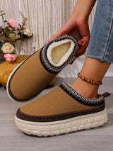 Women’s Slip-On Warm Cotton Half Boots – Thick Sole, Anti-Slip, Fleece Inside for Winter Comfort
