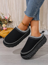 Women’s Slip-On Warm Cotton Half Boots – Thick Sole, Anti-Slip, Fleece Inside for Winter Comfort