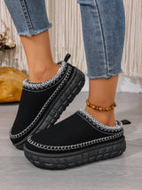 Women’s Slip-On Warm Cotton Half Boots – Thick Sole, Anti-Slip, Fleece Inside for Winter Comfort