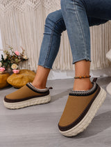 Women’s Slip-On Warm Cotton Half Boots – Thick Sole, Anti-Slip, Fleece Inside for Winter Comfort