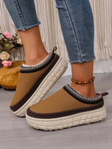 Women’s Slip-On Warm Cotton Half Boots – Thick Sole, Anti-Slip, Fleece Inside for Winter Comfort