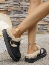 Women’s Fleece Lined Slip-On Clogs – Warm Winter Mule with Buckle & Anti-Slip Sole
