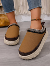 Women’s Slip-On Warm Cotton Half Boots – Thick Sole, Anti-Slip, Fleece Inside for Winter Comfort