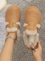 Women’s Fleece Lined Slip-On Clogs – Warm Winter Mule with Buckle & Anti-Slip Sole
