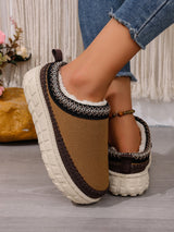 Women’s Slip-On Warm Cotton Half Boots – Thick Sole, Anti-Slip, Fleece Inside for Winter Comfort