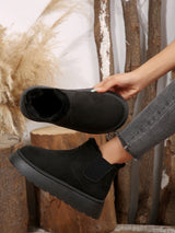 Women’s Warm Fur Lined Platform Ankle Boots – Slip-On Winter Short Boots with 2.36in Thick Sole