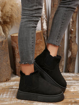 Women’s Warm Fur Lined Platform Ankle Boots – Slip-On Winter Short Boots with 2.36in Thick Sole
